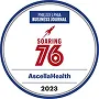 2023 P&B Business Journal Soaring 76 award badge for AscellaHealth, featuring a rocket icon.